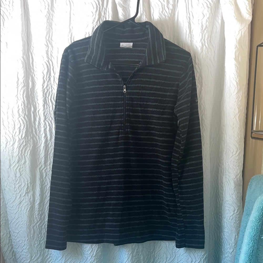 Women's Columbia Black and Gray Striped Long Sleeve Half Zip Fleece